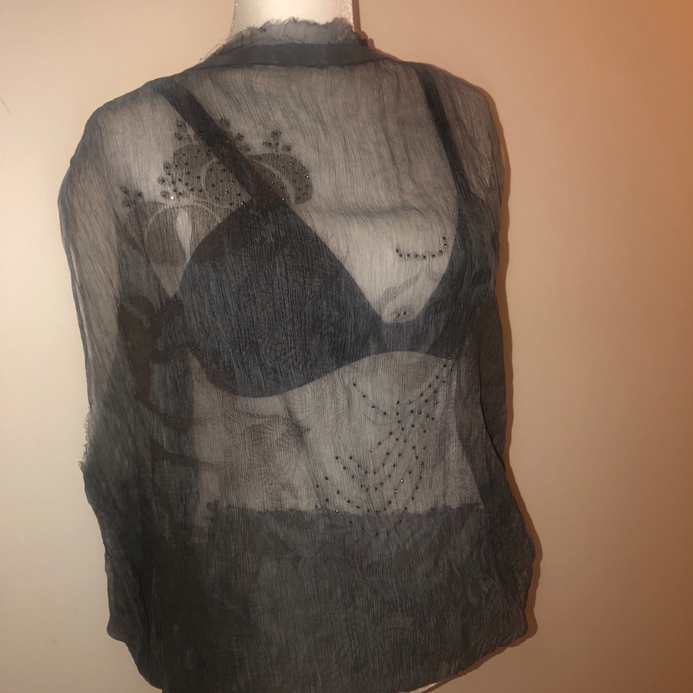 Virgin Mary Rhinestone Sheer Split Back Tunic - Picture 3 of 4